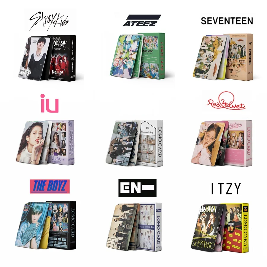 

54pcs/set K-pop Stray Kids No Easy Lomo Cards ATEEZ Aespa NC127 TWICE SEVENTEEN The Boyz ENHYPEN ITZY IU HD Photo Album Card