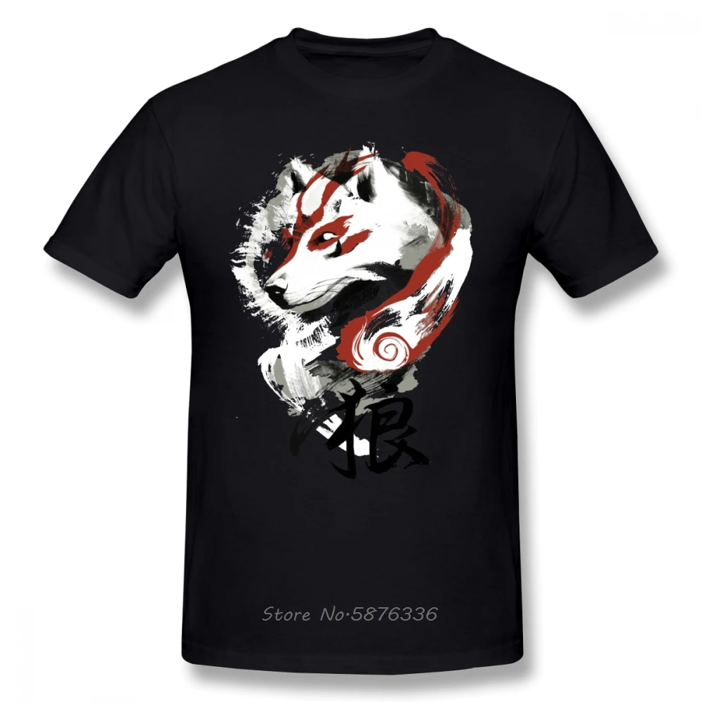 Футболка Okami футболка с рисунком волка потрясающая Мужская хлопковая коротким