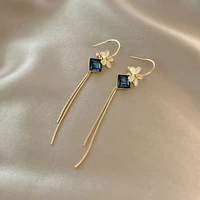 2021 new arrival fashion long tassels fine crystal drop earrings trendy sweet flowers women dangle earrings