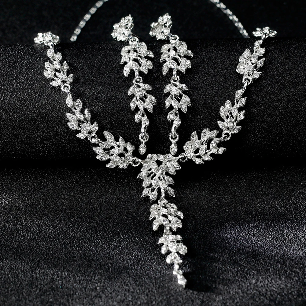 Модное рождественское ожерелье со стразами в виде листьев Sieraden, серьги для женщин, свадебные наборы украшений Joyas, подарки на год, шик