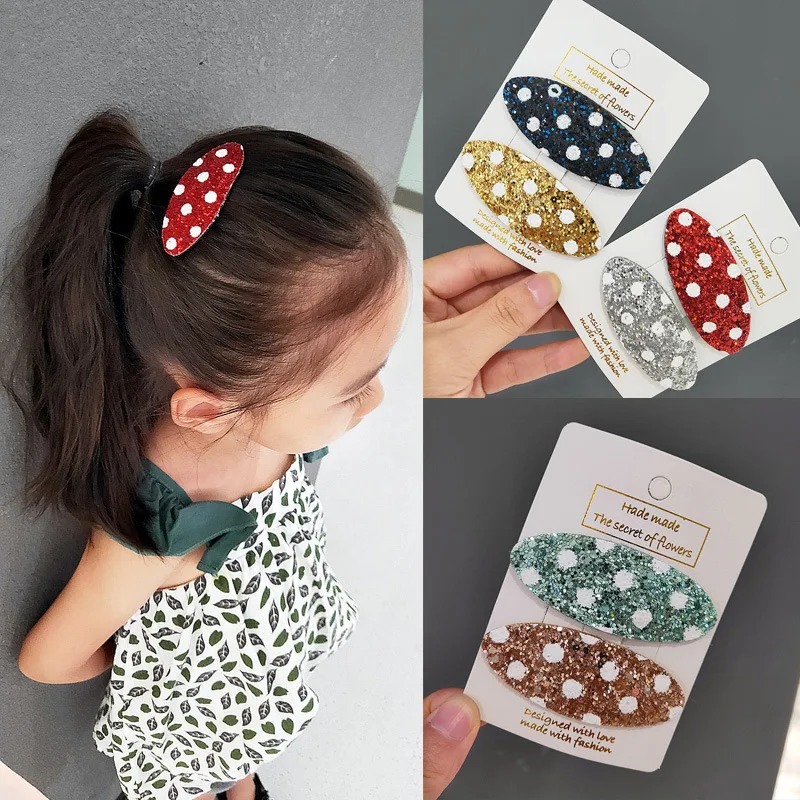 Корейская версия креативная детская заколка новинка расшитая блестками в белый