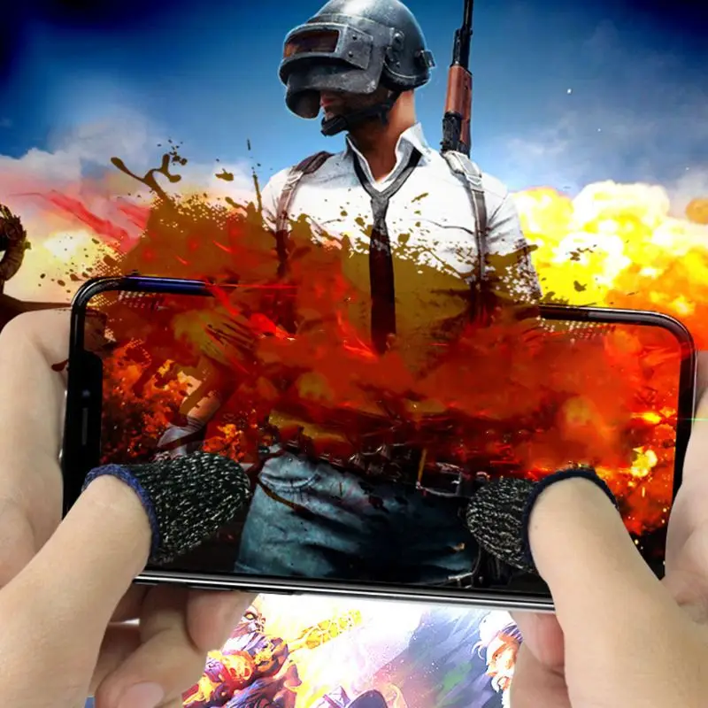 1 пара впитывающая пот трикотажная ткань пальчиковая крышка игры сенсорный экран