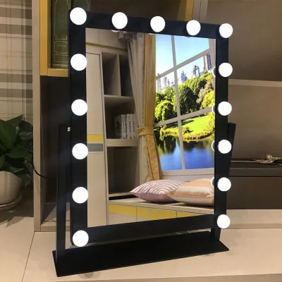 Vanity Tabletops Lighted Makeup Mirror With 9 LED Bulb Lights Touch Stage Screen Beauty Adjustable Cosmetic Tool |