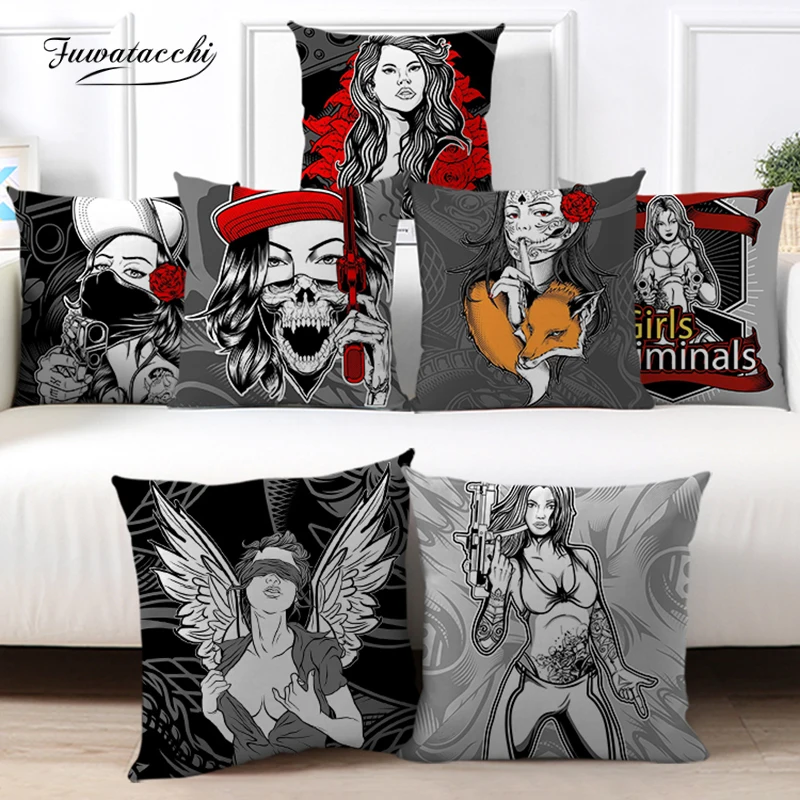 Fuwatacchi чехлы с рисунками из мультфильмов для девочек Наволочка принтом диван