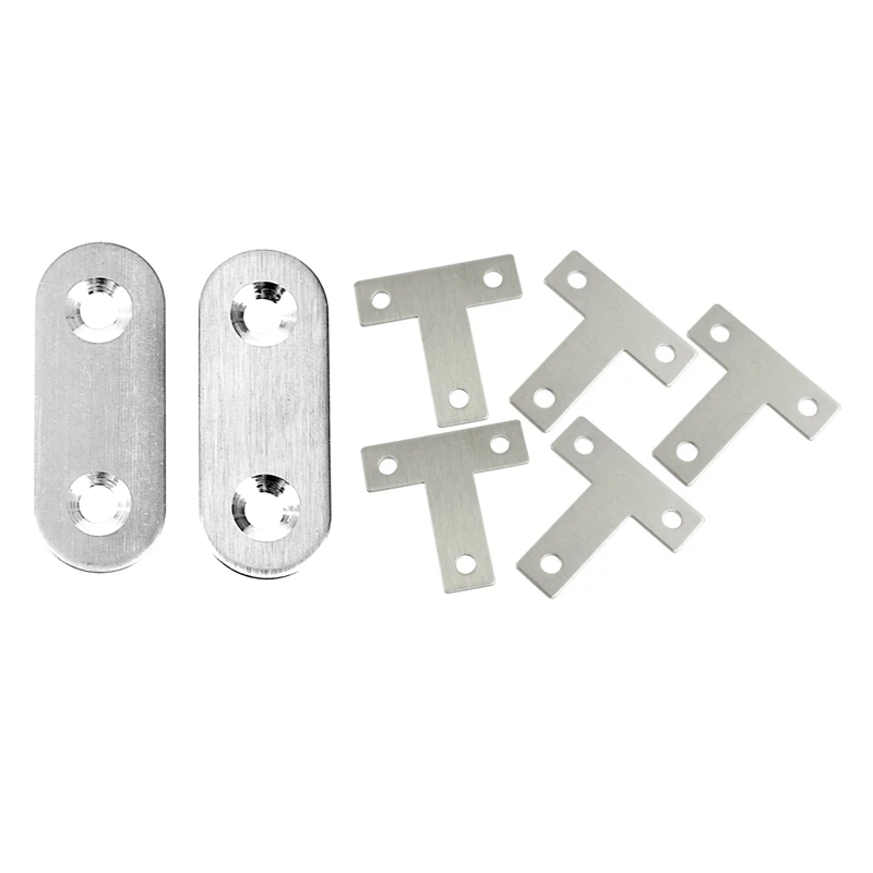 

10 Pcs Bracket: 5 Pcs Angle Plate Corner Brace Flat T Shape Repair Bracket 40Mm X 40Mm & 5 Pcs Straight Repair Joining Mending F