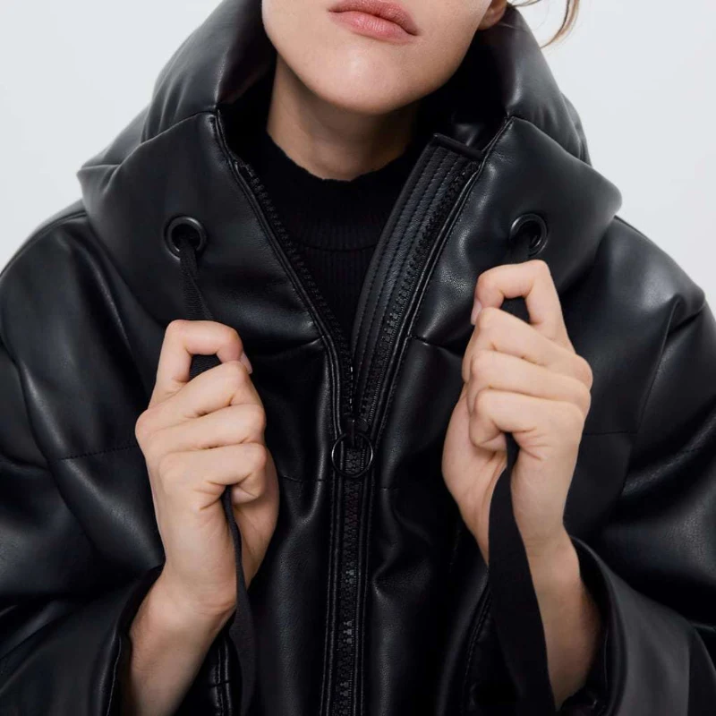 Женские винтажные парки JMPRS из искусственной кожи черные Куртки уличная одежда