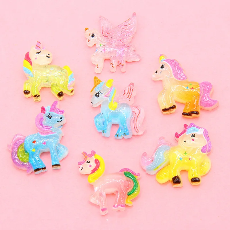 Прозрачный кабошон в виде единорога с плоской спинкой 10 шт. | Дом и сад
