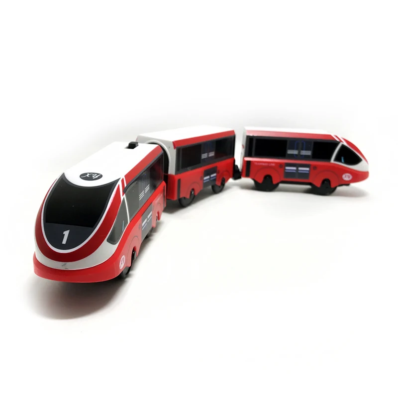 Аксессуары подарок Красный игрушечный поезд электрический магнитный локомотив