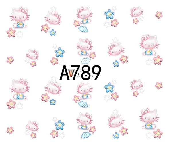 5 листов 24 типа наклейки для ногтей с рисунком котенка кота Водные Наклейки