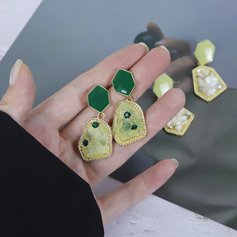 Серьги-подвески женские в стиле ретро инкрустированные гравием корейские