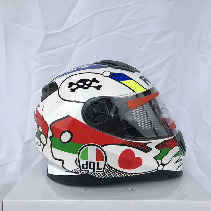 Мотоциклетный шлем с двойным козырьком на все лицо вместительный для женщин