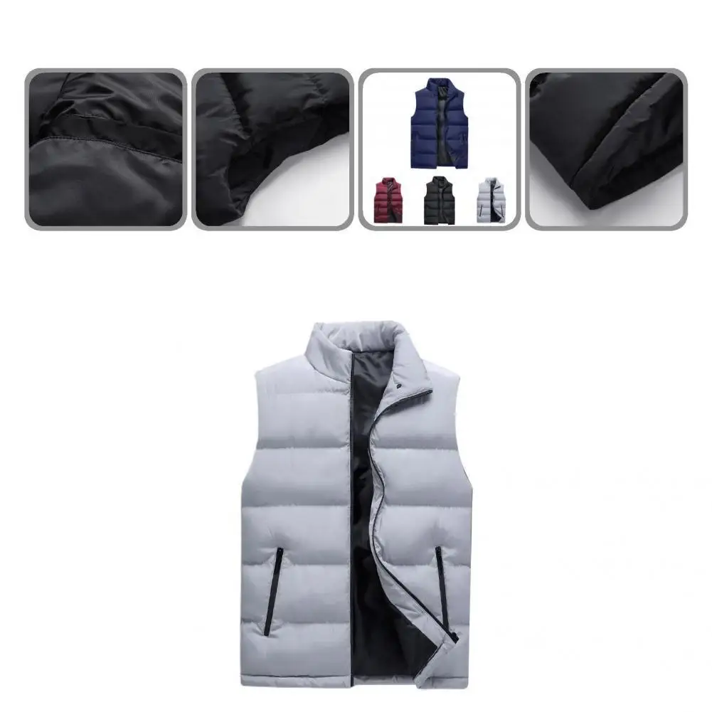 

Men Jacket Polyester Men Waistcoat Solid Soft Touch Regular Full Zipper Design Sleeveless Waistcoat