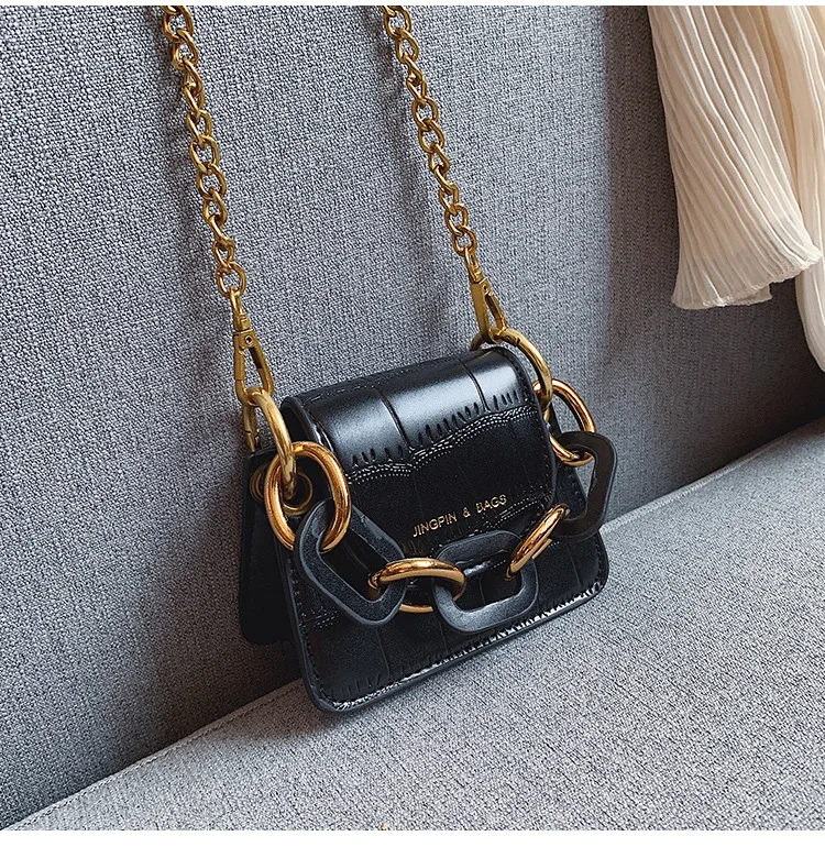 Fashion Mini Saddle Women Shoulder Bags Designer Brand Acrylic Chain Handbags Luxury Pu Leather Female Crossbody Bag Small Purse
