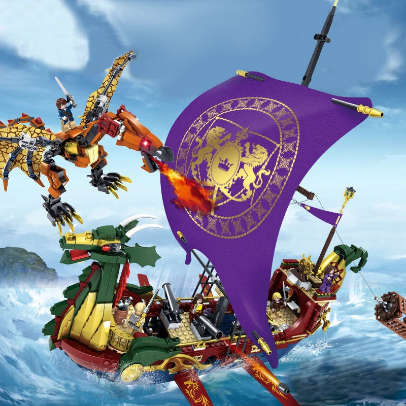 Sub Legend A Pirate Boat Series Children Parenting Beneficial Wisdom Assembling Building Blocks Toys |