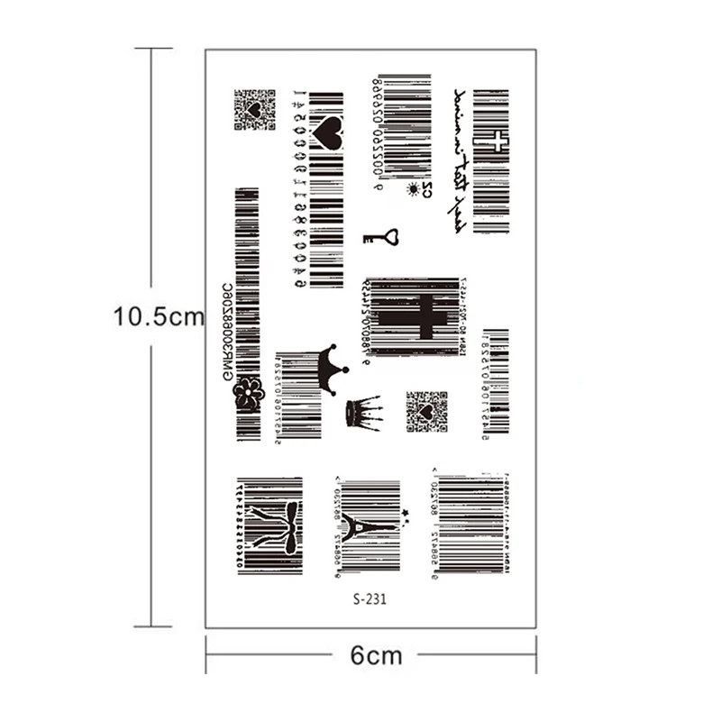1 шт. штрих кода тату наклейка для боди арта водонепроницаемый имитация