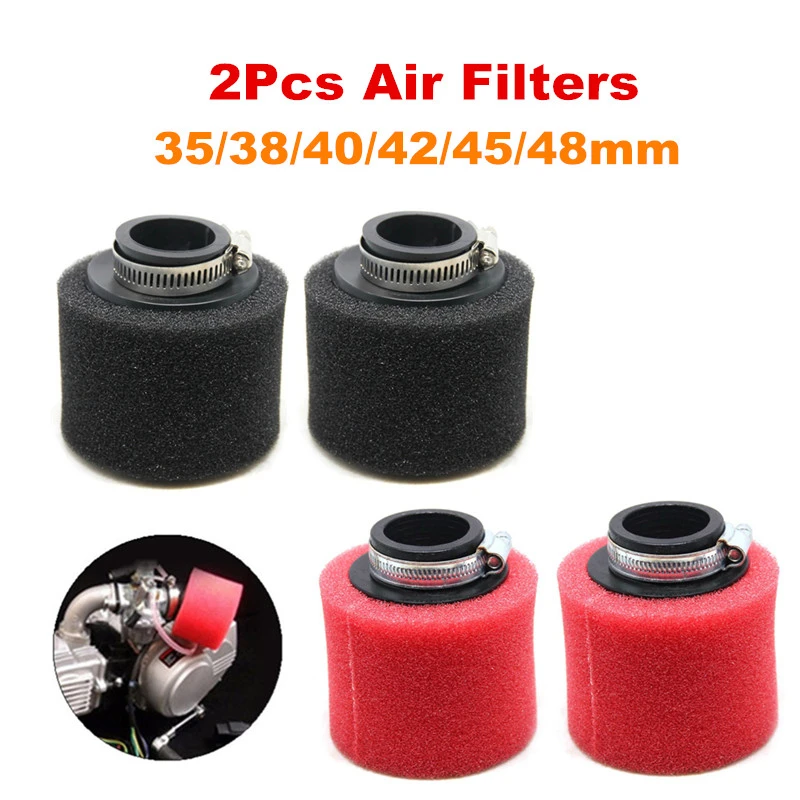 

2Pcs 35/38/40/42/45/48mm Straight Neck Sponge Universal Motorcycle Air Filters Cleaner Moped For 50cc-250cc ATV Pit Dirt Bike