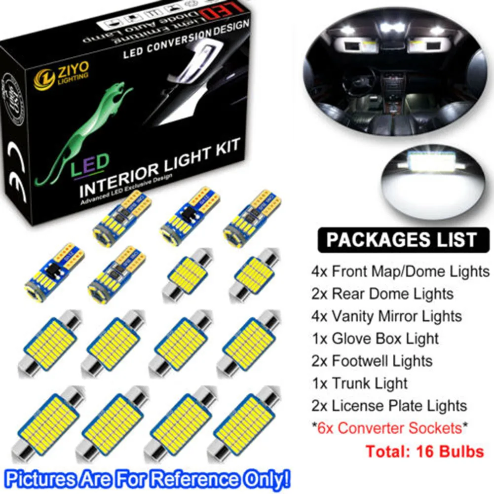 

Interior Dome Light Parts Replacement 16pcs 6000K Accessory Cool White