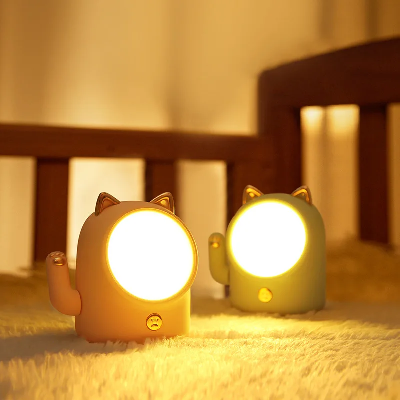 Creative Lucky Cat Baby Night Light Multicolor Touch Sensor Tap Control USB Rechargeable Table Lamp Kids Gift Bedside eyeprotect