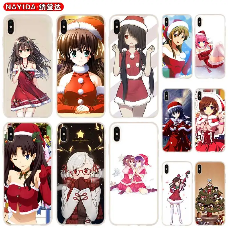 

Мягкий чехол для iPhone 13 12 11 Pro X XS Max XR 6 7 8 G Plus SE 2020 Mini Cover Anime christmas girl