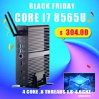 Игровой ПК Topton Nuc, Безвентиляторный Компьютер Intel Core i7 8565U 8550U, 4 ядра, 8 потоков, 2 * DDR4 M.2 PCIe, DP HDMI HTPC Wi-Fi