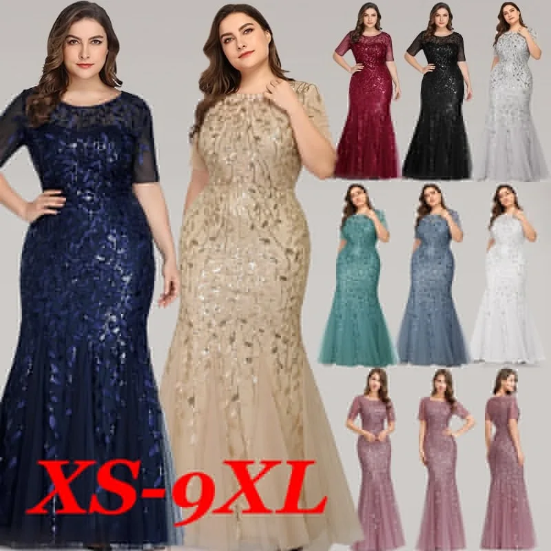 Женское платье с блестками 9XL металлическое блестящее вечернее русалки большого