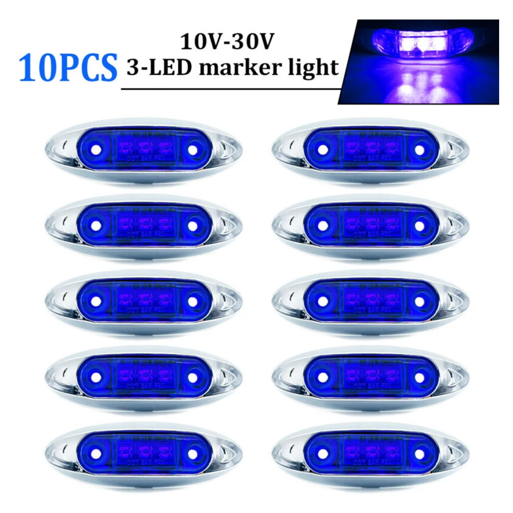 

Truck Side Marker Lights Clearance Waterproof ABS Housing + PC Lens IP68 Blue 4"