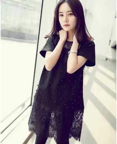 Летнее Новое Женское кружевное платье с круглым вырезом и вышивкой размера плюс