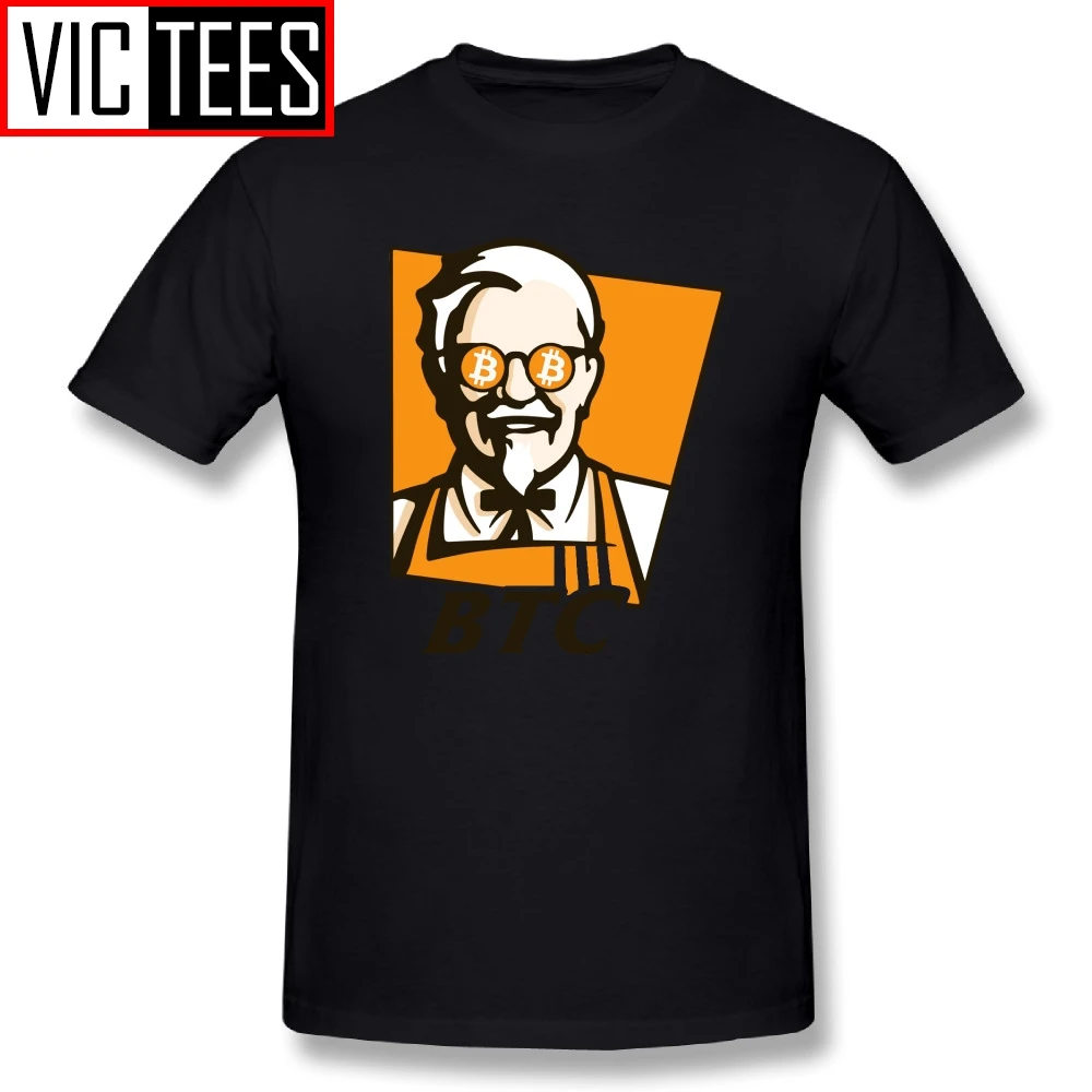 Мужские футболки Биткоин BTC рецепт Забавный KFC взрослая футболка персональная взрослая футболка принт на заказ хлопок - Цвет: Черный
