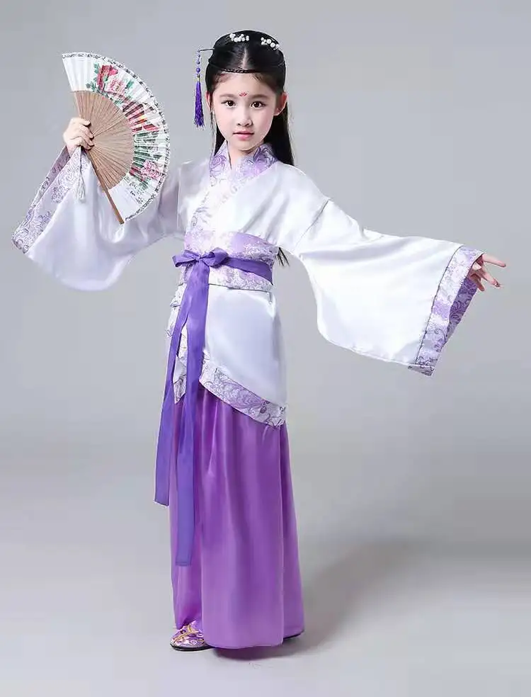 Детские традиционные китайские танцевальные костюмы ханьфу в стиле древней Феи