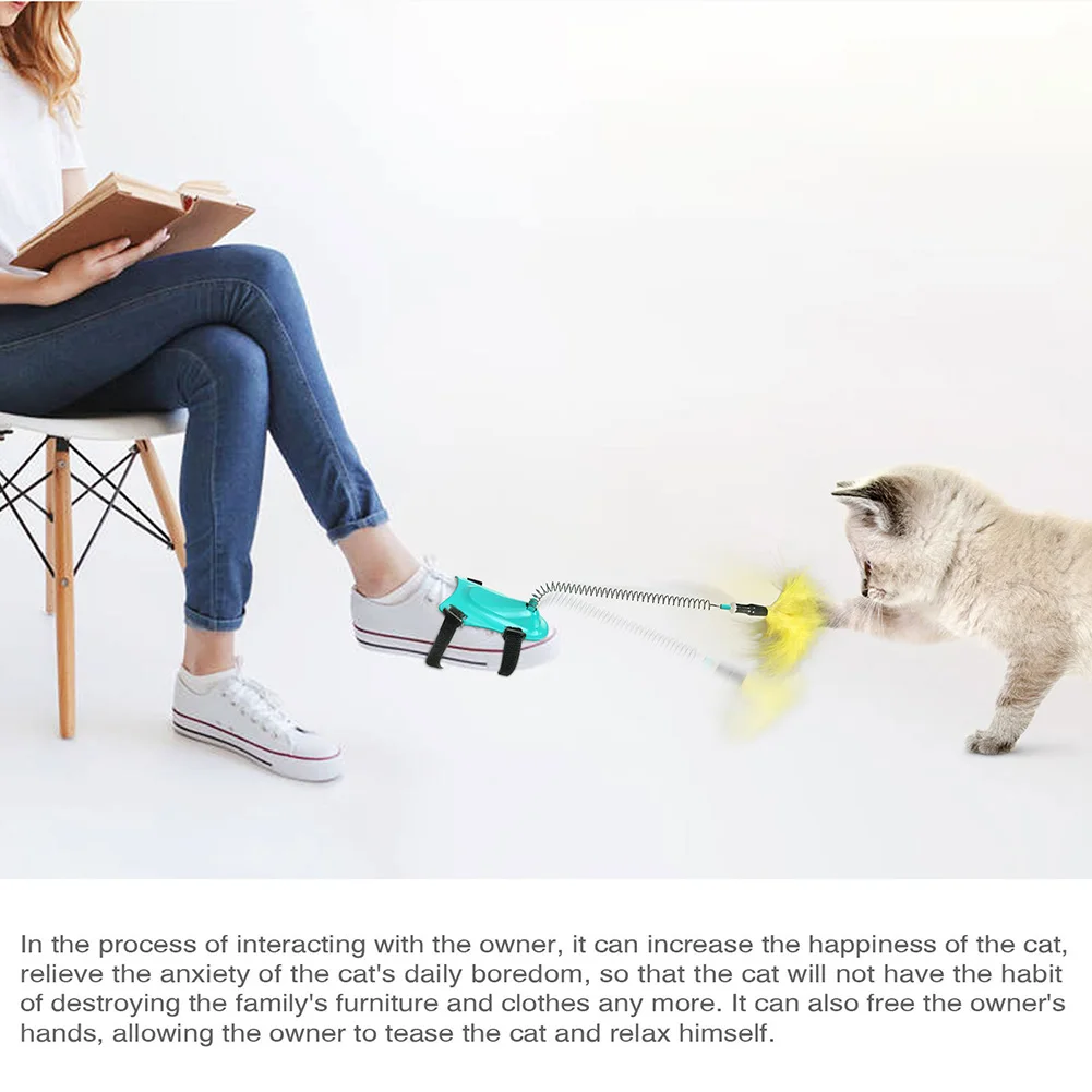 

Pet Foot Spring Catcher Teasers Feather Rod Cat Interactive Kitten Wand Stick Toy Set Interactive Pet Playing Funny Molar