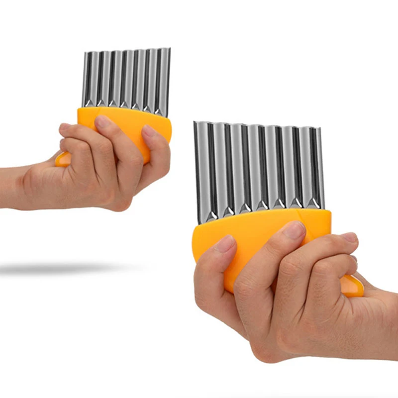 

Multifunctional Wavy Potato Slicer Flower Cutting Fries Knife Stainless Steel Fries Cutting Home Kitchen Useful Accessory Supply