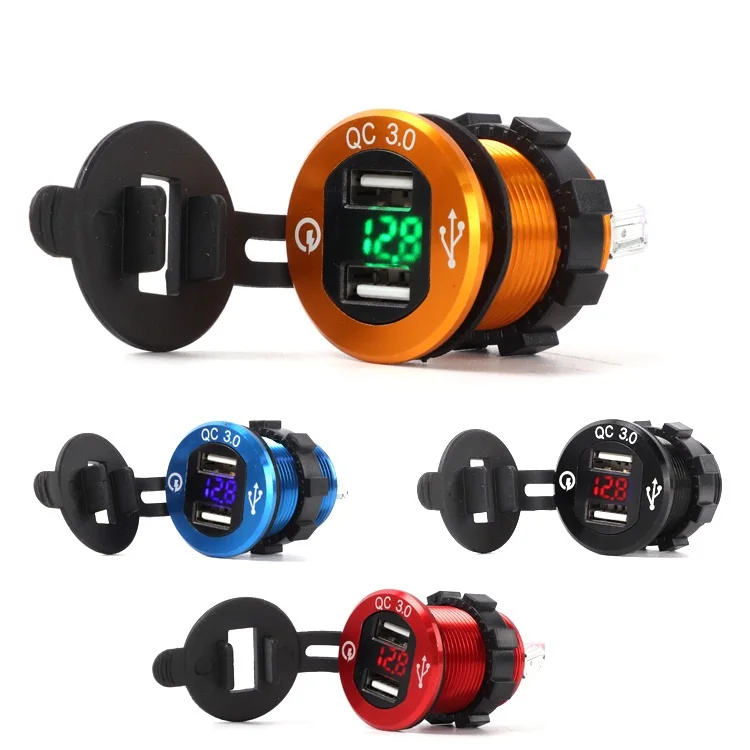 

4 Kinds 12v Car Motorcycle Modified Fast Charger Double Usb Port Dual Cigarette Socket Lighter Power Adapter