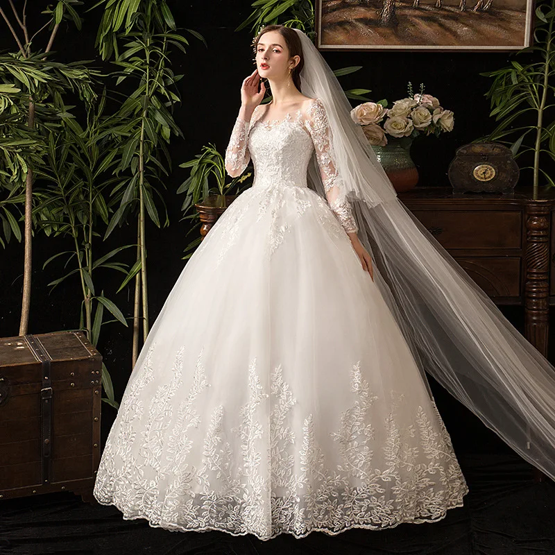 Vestido De Noiva свадебное платье с длинными рукавами es 2019 Новое роскошное кружевное