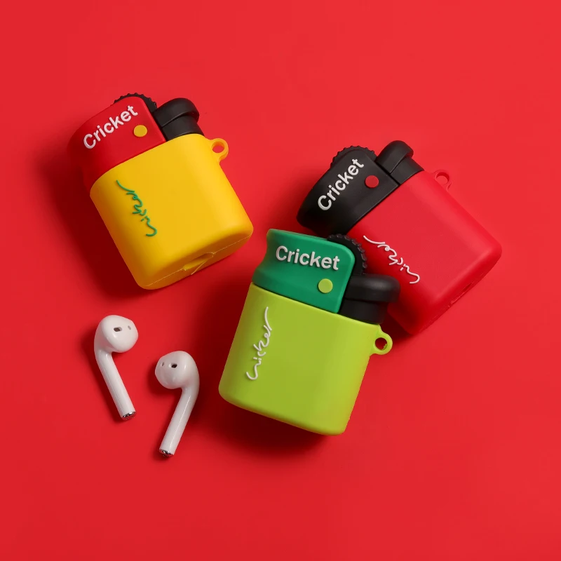 3D прикуриватель дизайн беспроводной Bluetooth наушники чехол для AirPods 2 1 мягкая силиконовая гарнитура Защитная крышка с крючком