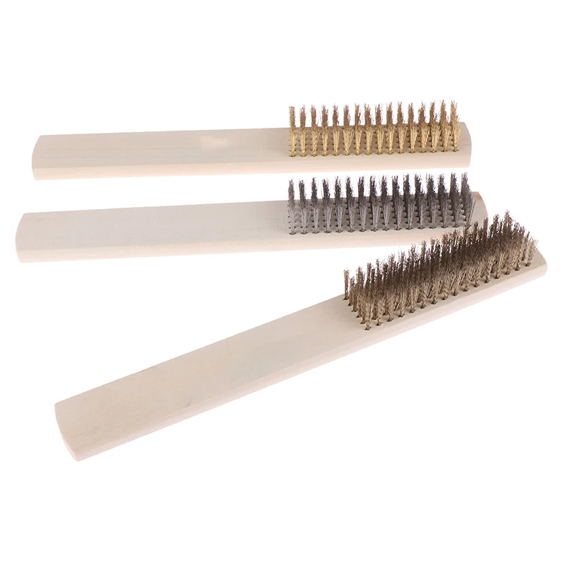 

Новинка, 1 шт., 205 мм, 3 стилей, из нержавеющей стали, медная проволока, латунь, ручка из дерева, Длина щетки