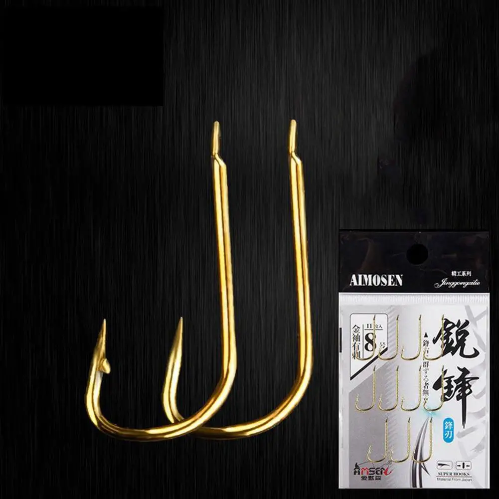 

11 шт./пакет 1 #-8 # Золотые рыболовные крючки, монтируемые рыболовные крючки, рыболовные снасти с бородкой, аксессуары для рыболовных крючков
