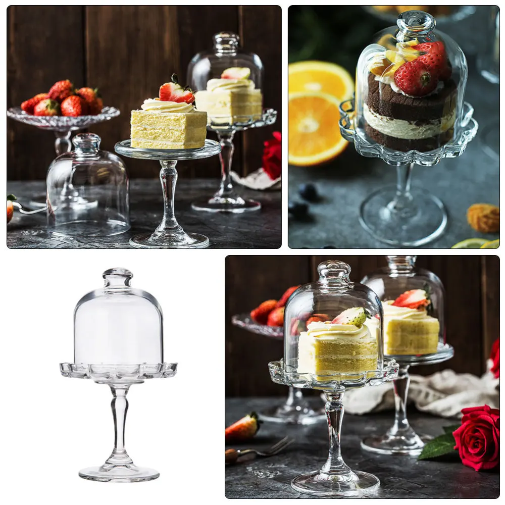 

1 Set Glass Cake Food Cover Snack Fruit Display Cover Home Food Cover (White)
