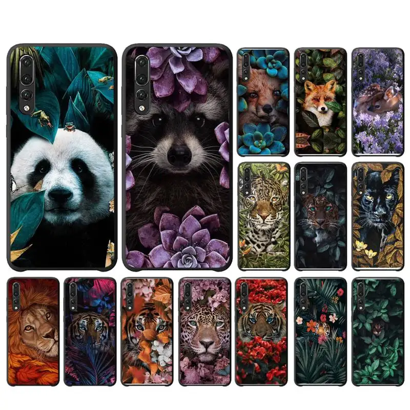 

Animal tiger lion fox flower Green leaf Phone Case For Huawei P20 P30 P9 P10 plus P8 lite P9 lite Psmart 2019 P20 pro P10 lite