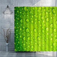 green plant shower curtain leaf water drop scenery bathroom curtains background polyester fabric home decoration bath decor set