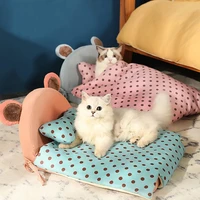 removable washable dog bed sofa soft cat sleeping bag 2 in 1 cat cushion winter warm deep sleeping puppy beds blanket pet houses