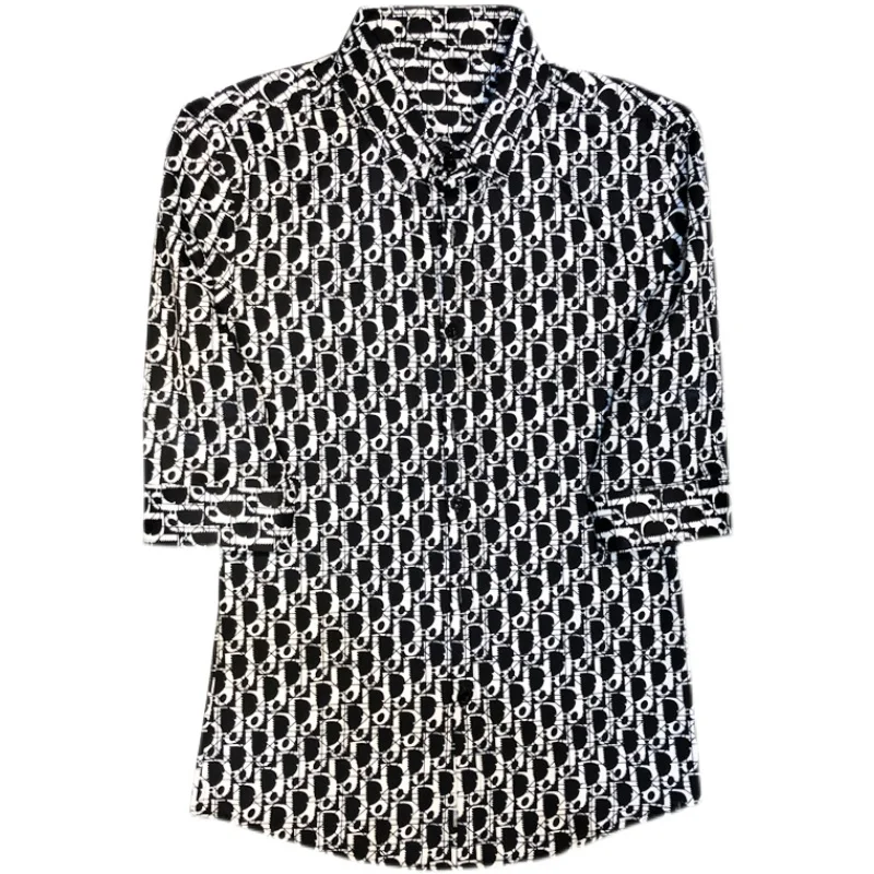 

Loldeal Half Sleeve Shirt British Style Polyester Fiber Comfortable Slim Lapels