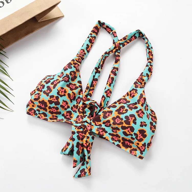 Женский леопардовый комплект бикини сексуальное для девочек Купальник бандо на