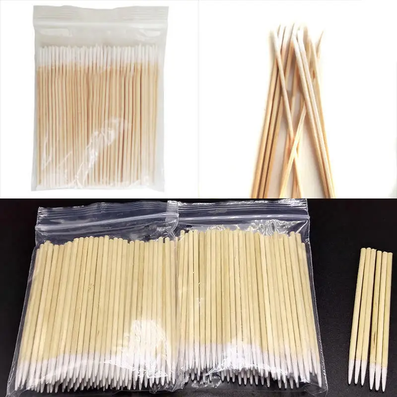 

100PCS 7cm Wood Handle Small Pointed Tip Head Cotton Swab Eyebrow Tattoo Beauty Makeup Color Nail Seam Dedicated Dirty Picking