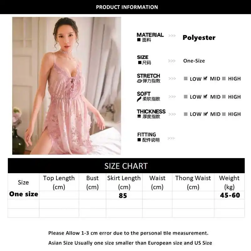 

European plus size female erotic lingerie sexy lace slit side income suspend tulle skirt printing nightdress perspective