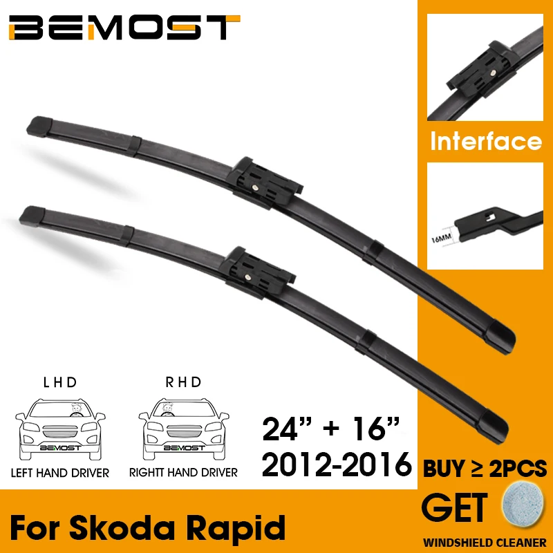 

Car Wiper Blade Front Window Windshield Rubber Silicon Refill Wipers For Skoda Rapid 2012-2016 24"+16" Car Accessories