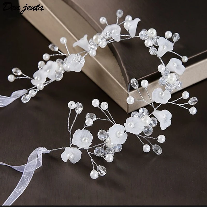 Тиары Серебристые для невесты украшения волос с жемчужинами и кристаллами