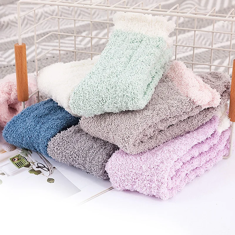 1 пара женские теплые флисовые Носки кораллового цвета высококачественные