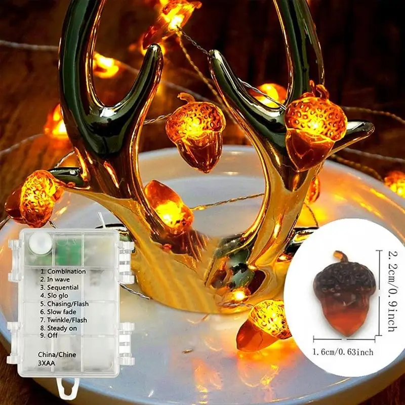 

3M40LEDS LED String Lights Acorn Lights String Fairy Lights For Thanksgiving Autumn Bedroom Christmas Halloween Decoration