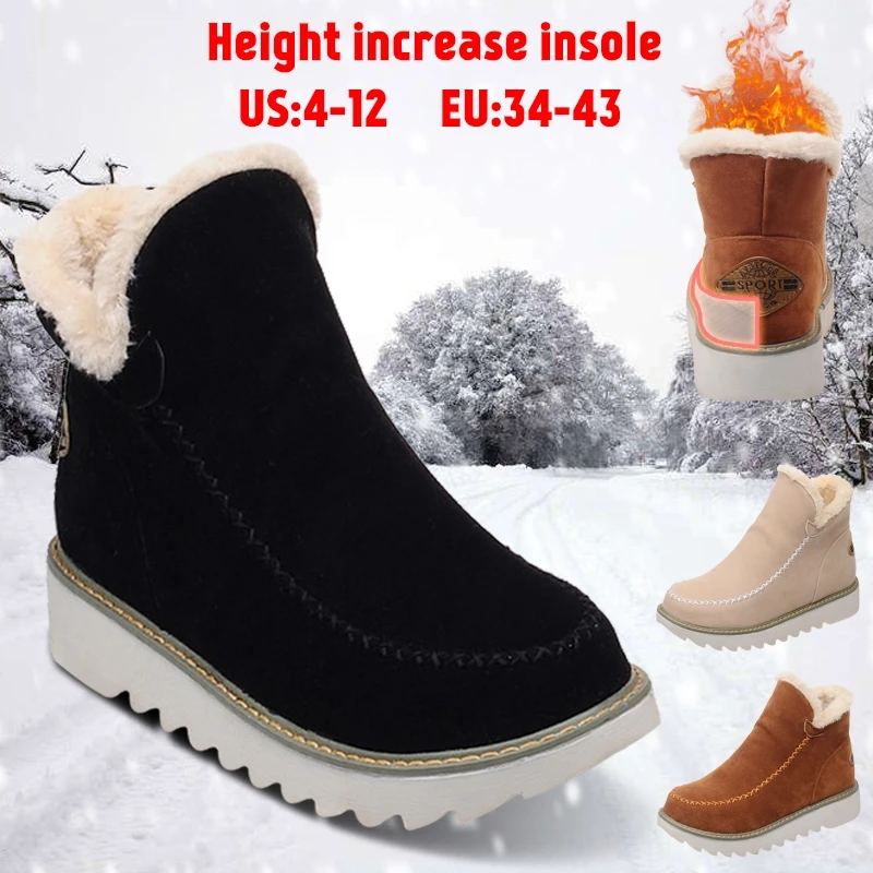 

Women's Autumn Winter Style of Warm-skinned Flat Heels Winter Snow Boots Women Scrub Shoes Size 33-43