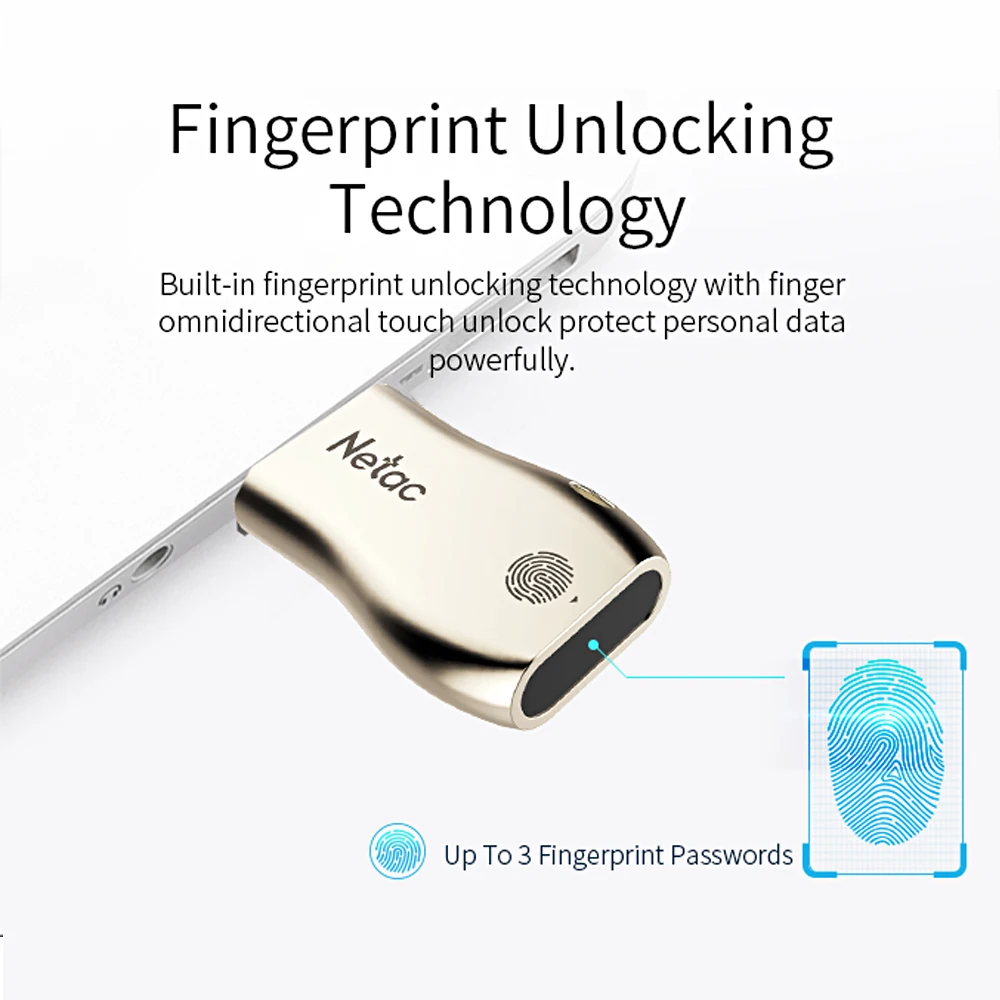 Netac U628 шифрование отпечатков пальцев USB3.0 флэш накопитель USB 3 0 32 Гб 64 U диск Флешка